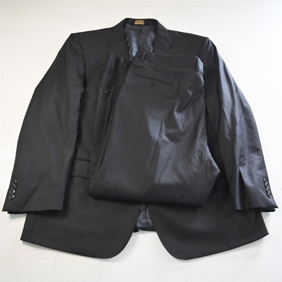 Jos A Bank 48R 40x30 Gray 100% Wool Signature Gold Mens Jacket Pants Suit
